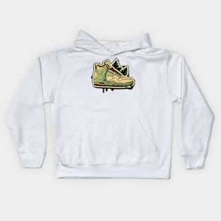 Step into a Greener Future with the Beige Yellow Green Sneaker Kids Hoodie